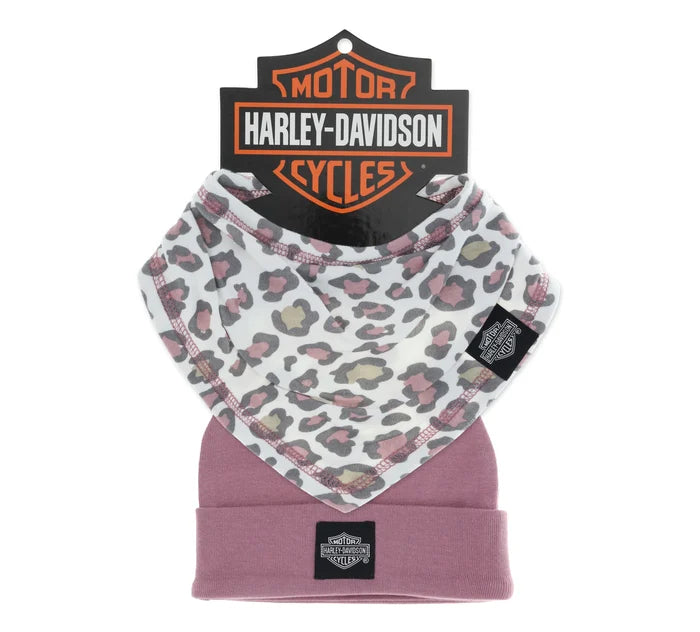 Harley-Davidson Girl Bib&Beanie Set Leopard Print