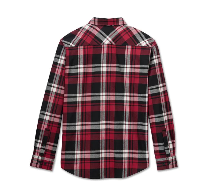 HARLEY-DAVIDSON ® Bar & Shield Flannel Shirt - Plaid – Chili Pepper & Harley Black