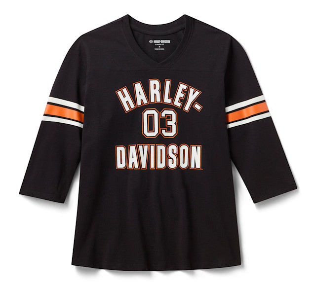 Harley-Davidson Essential 3/4 Sleeve V Neck für Damen