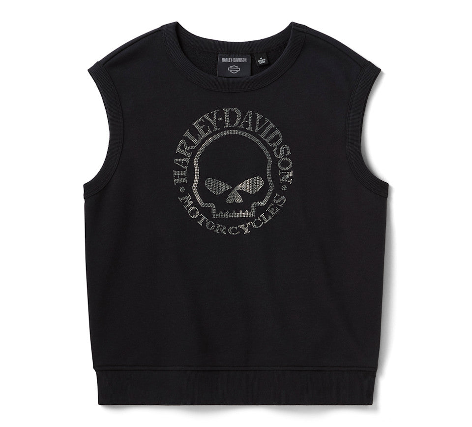 Willie G Skull Bling Sleeveless Crew für Damen - Harley Black