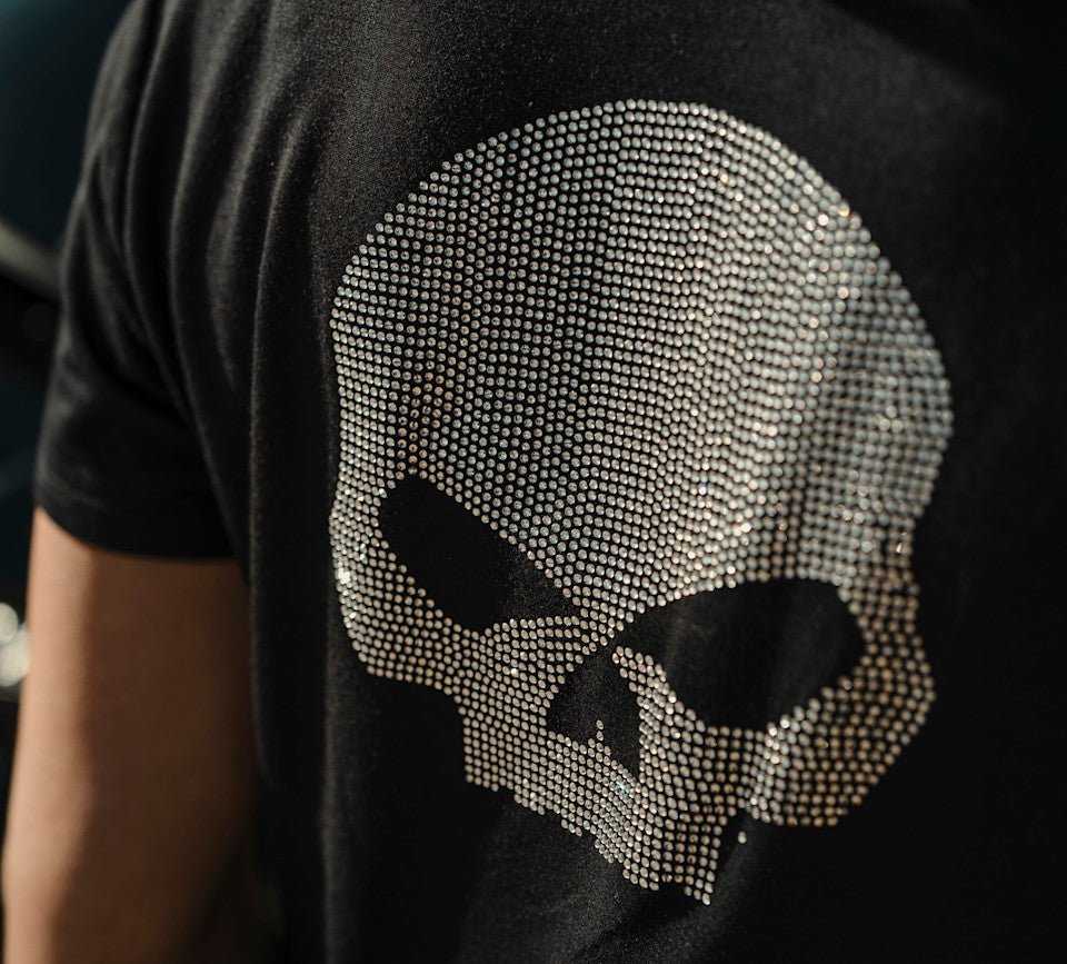 Willie G Skull Bling V-Ausschnitt - Harley Schwarz