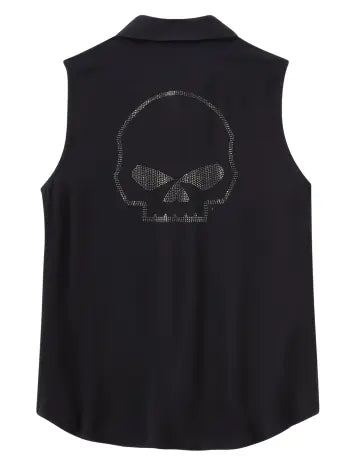 Harley-Davidson Damen Shirt ärmellos Willie G Skull Bling schwarz