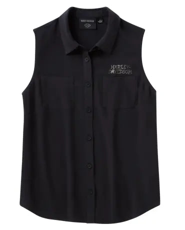 Harley-Davidson Damen Shirt ärmellos Willie G Skull Bling schwarz