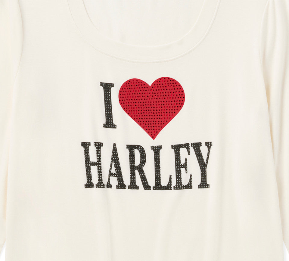 Harley-Davidson Damen Longesleeve "I Love Harley" cremeweiß