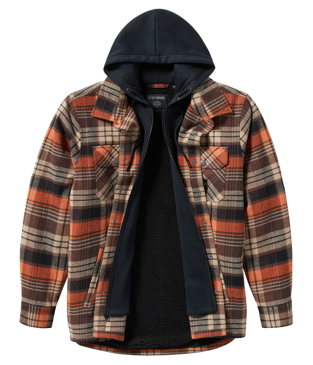 Harley-Davidson Shirt Jacket Bar & Shield Hooded Black/Brown