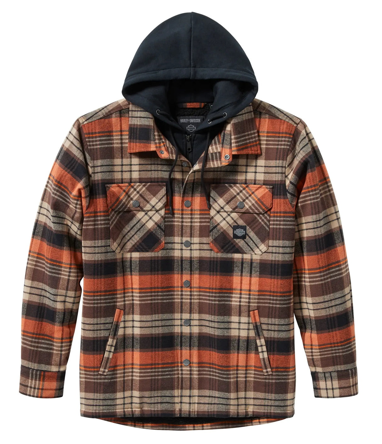 Harley-Davidson Shirt Jacket Bar & Shield Hooded Black/Brown