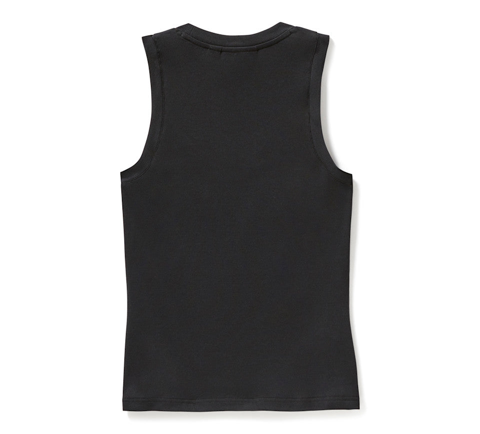 Serpent Rose Bling Ribbed Tanktop - Harley Black