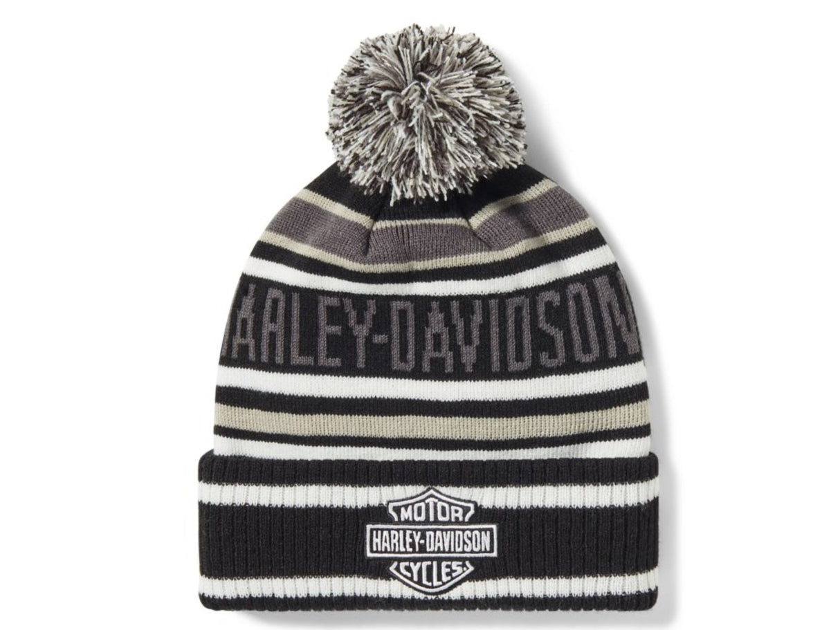 Harley-Davidson Stripe Pom Beanie – schwarz