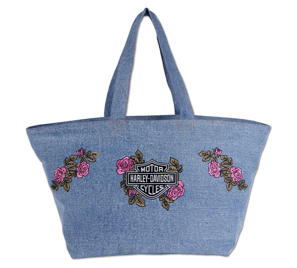 Harley-Davidson Overnight Tote Bag "Blue Jeans & Roses"