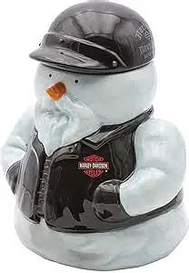 Harley-Davidson Biker Snowman Cookie Jar
