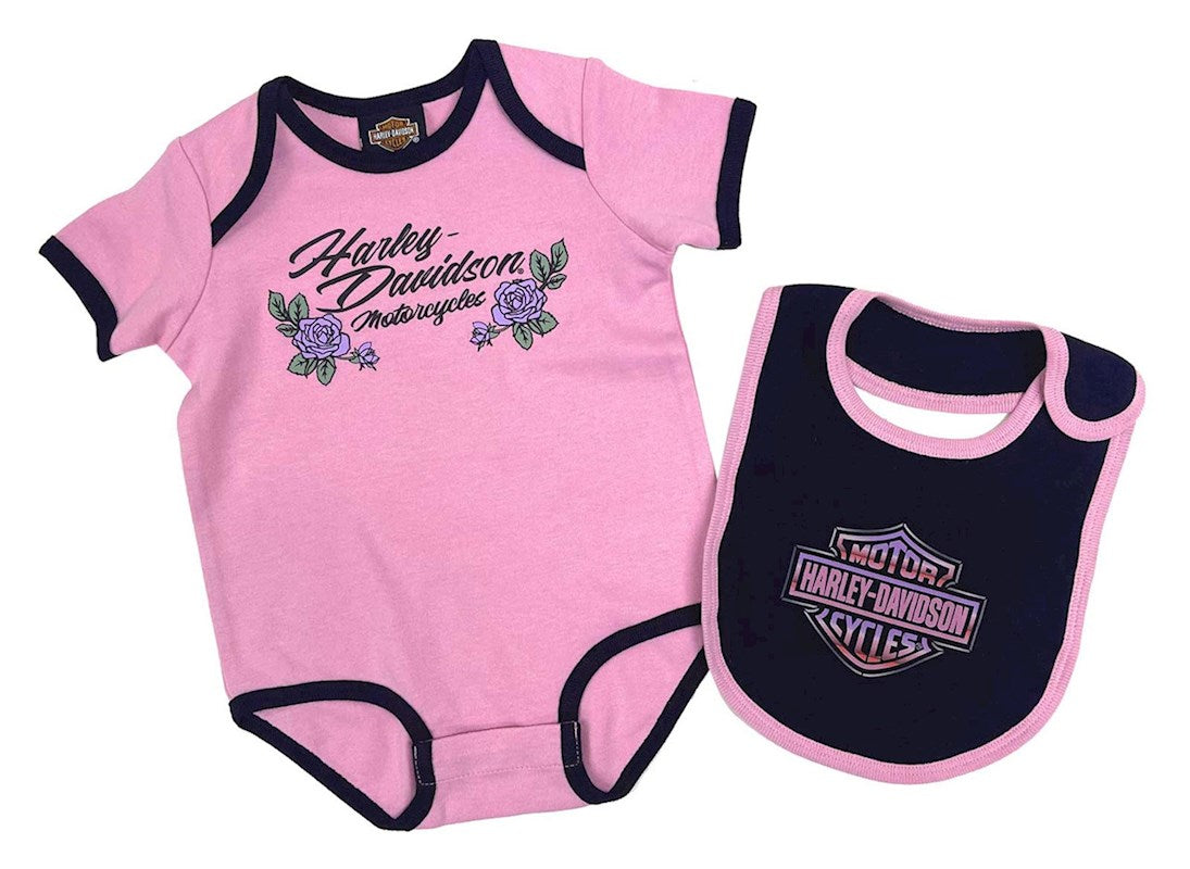 Harley-Davidson Girls Creeper & Bib Set Pink