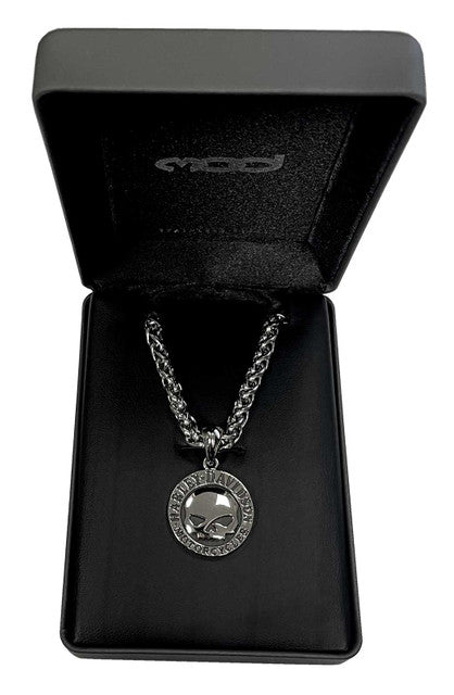 Harley-Davidson Herren Edelstahl-Willie G Schädelscheiben-Halskette 22 Zoll