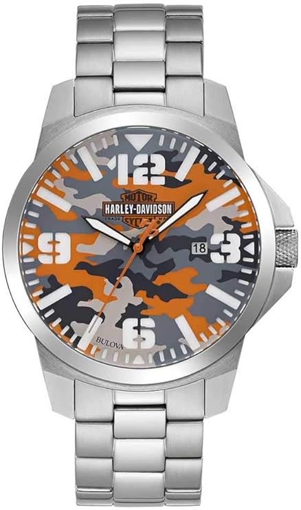 Harley-Davidson Men's Bar & Shield Logo Camo Print Stainless Steel Watch