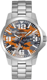 Harley-Davidson Men's Bar & Shield Logo Camo Print Stainless Steel Watch