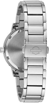 Harley-Davidson Bulova 76L191 Damen-Armbanduhr mit metallischen Flammen, Edelstahl