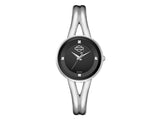 Harley-Davidson Damen Armbanduhr mit 4 Diamanten und halbem Armreif Silber
