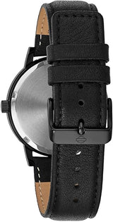 Harley-Davidson Bulova 78A123 Herren-Armbanduhr mit metallischen Flammen, schwarzes Lederband