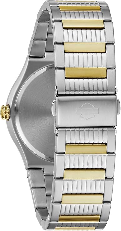 Harley-Davidson Bulova 78A125 Herren-Armbanduhr mit silberfarbenem Zifferblatt, goldfarben
