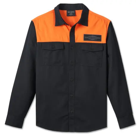Harley-Davidson Shirt Stacked Bar & Shield schwarz/orange