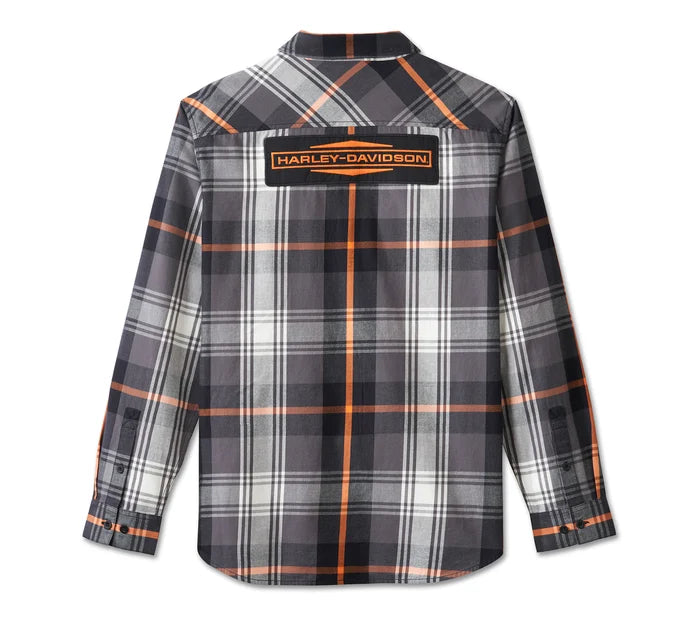 HARLEY-DAVIDSON ® Stacked Bar & Shield Long Sleeve Plaid Shirt Men