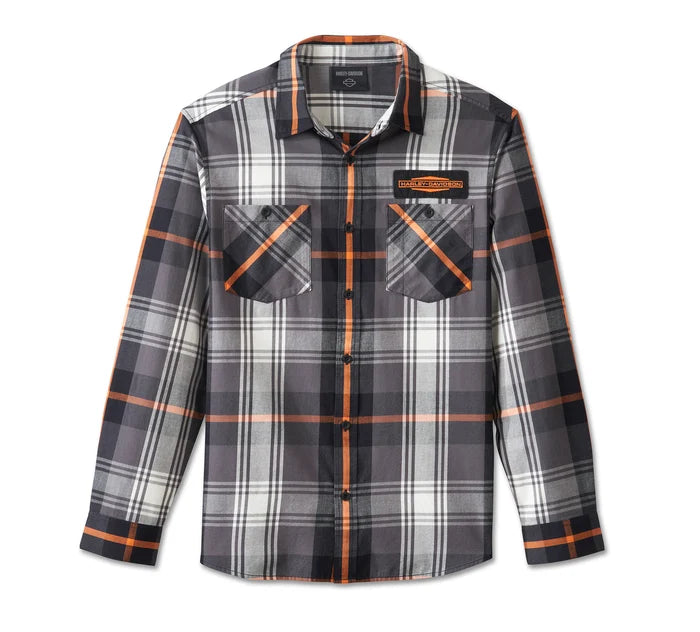 HARLEY-DAVIDSON ® Stacked Bar & Shield Long Sleeve Plaid Shirt Men