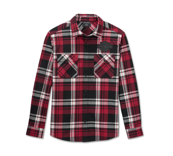 HARLEY-DAVIDSON ® Bar & Shield Flannel Shirt - Plaid – Chili Pepper & Harley Black