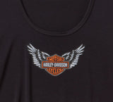 Harley-Davidson Women's Winged Bling Scoop Neck Tee - Harley Black