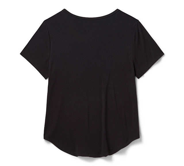 Harley-Davidson Women's Winged Bling Scoop Neck Tee - Harley Black