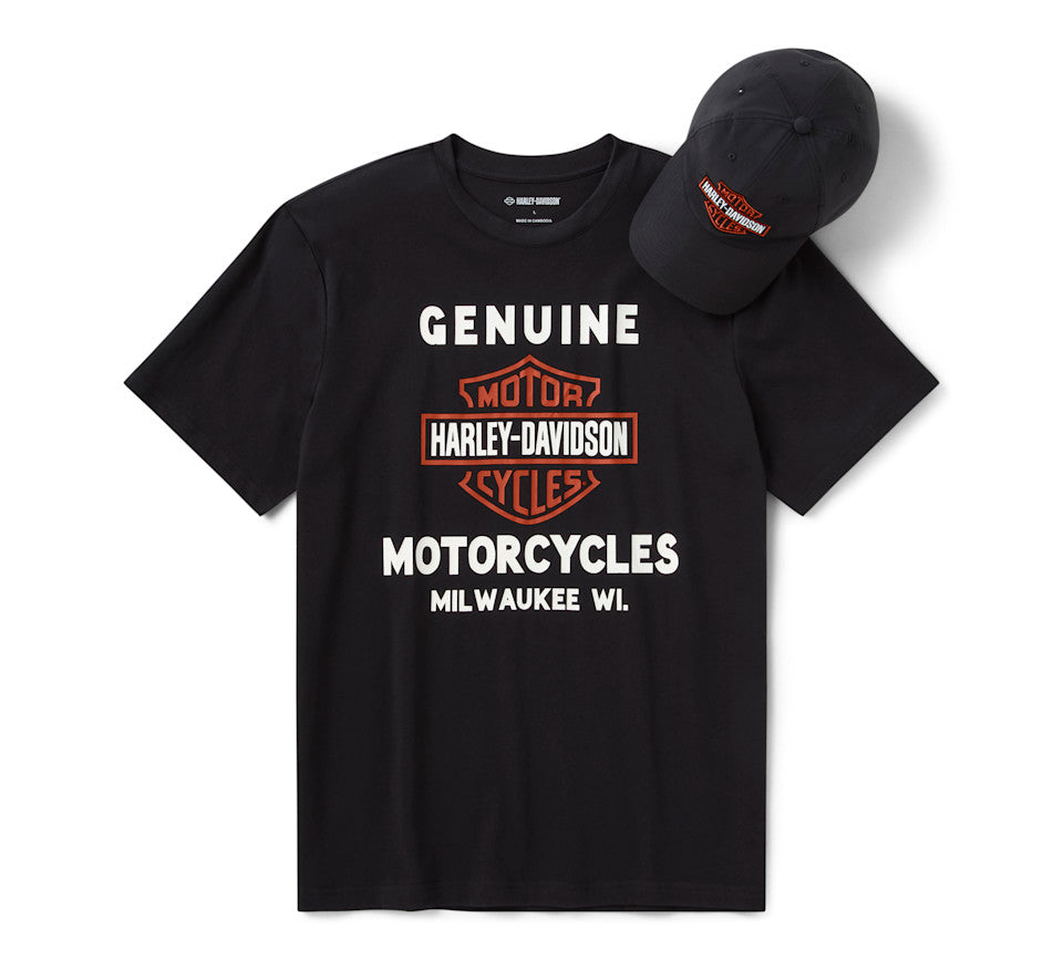 Bar & Shield Mütze- und T-Shirt-Geschenkset für Herren