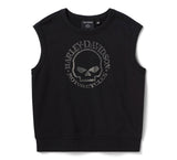 Willie G Skull Bling Sleeveless Crew für Damen - Harley Black