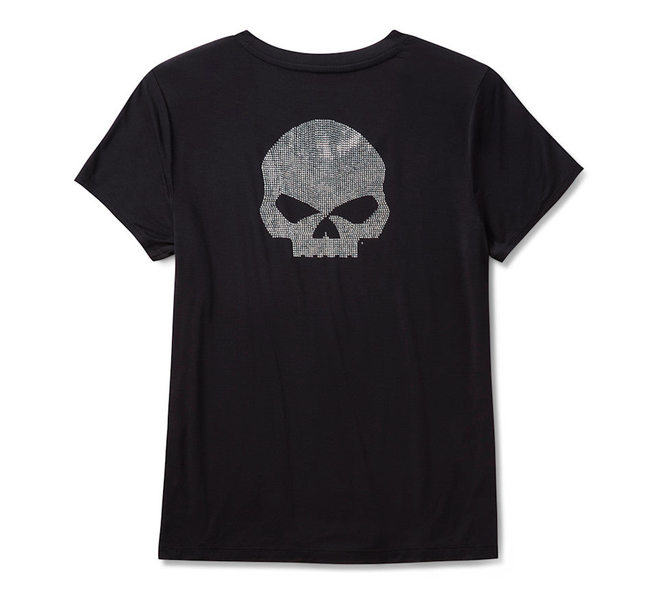 Willie G Skull Bling V-Ausschnitt - Harley Schwarz