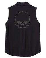 Harley-Davidson Damen Shirt ärmellos Willie G Skull Bling schwarz