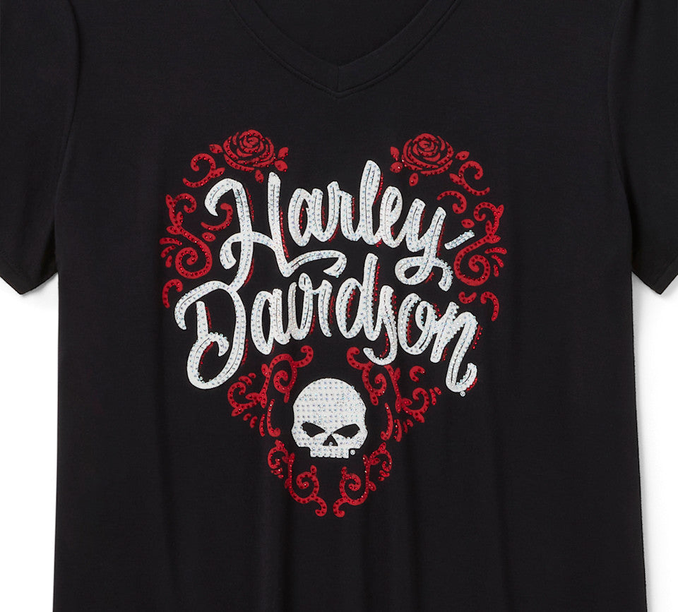 Harley-Davidson Damenshirt "Bling Roses"