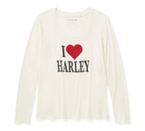 Harley-Davidson Damen Longesleeve "I Love Harley" cremeweiß