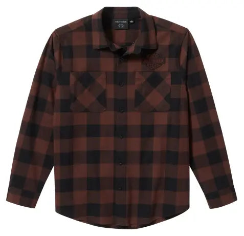 Harley-Davidson Flannel Shirt Bar & Shield Buffalo Check braun/schwarz