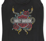 Serpent Rose Bling Ribbed Tanktop - Harley Black