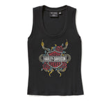 Serpent Rose Bling Ribbed Tanktop - Harley Black