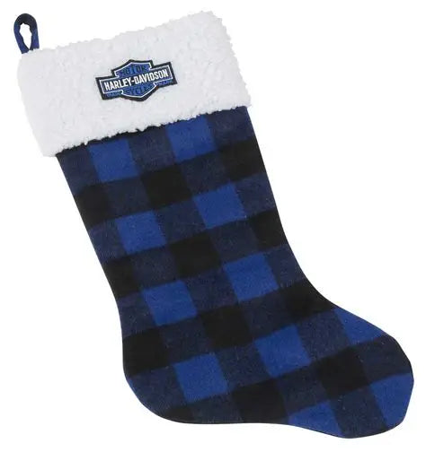 Harley-Davidson Plaid - Holiday Stocking Blue