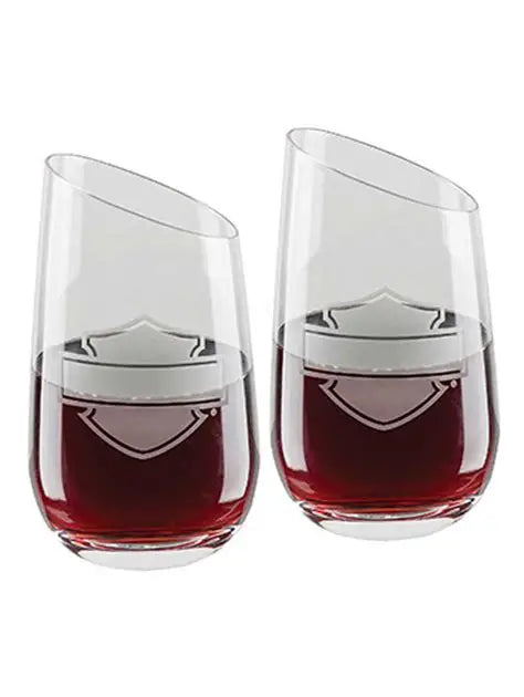 Harley-Davidson Wine Glass Set Silhouette Bar & Shield