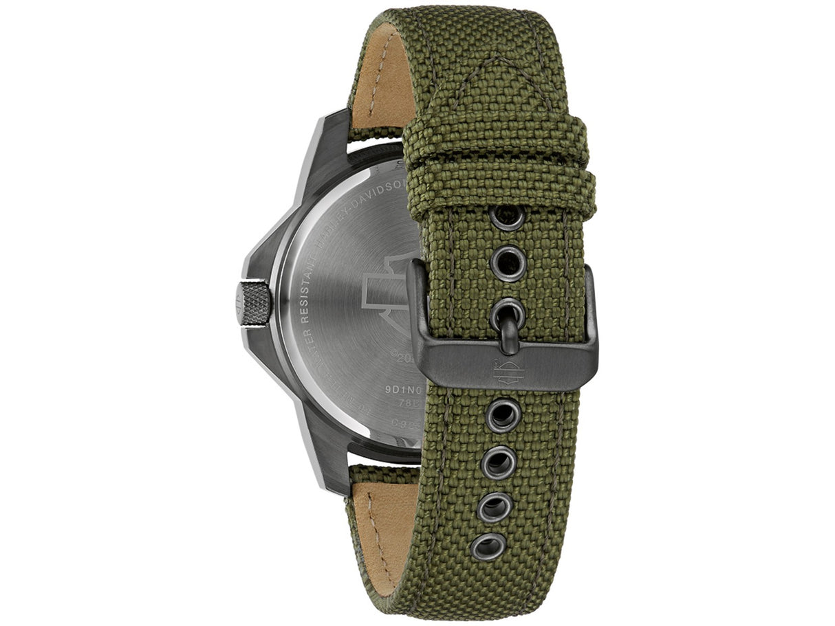Harley-Davidson Men's B&S Camo Print Stainless Steel Watch w/Nylon Strap