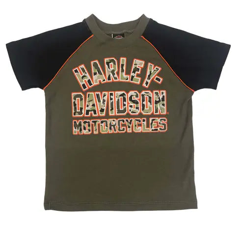 Harley-Davidson Kinder T-Shirt Reglan Camo grün/schwarz