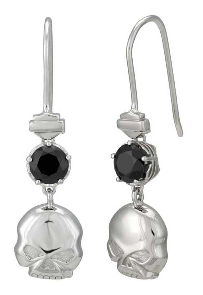 Harley-Davidson® Damen-Ohrhänger Sterlingsilber "Skull&Stone"