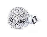 Harley-Davidson Damen Ring Marcasite & Black Skull Silber