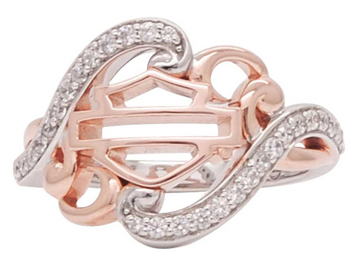 Harley-Davidson Damenring "Filligran Bling Bar&Shield" rosegold