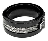 Harley-Davidson® Herrenring, Bar & Shield Stahlkabelband, Schwarzer HSR0021